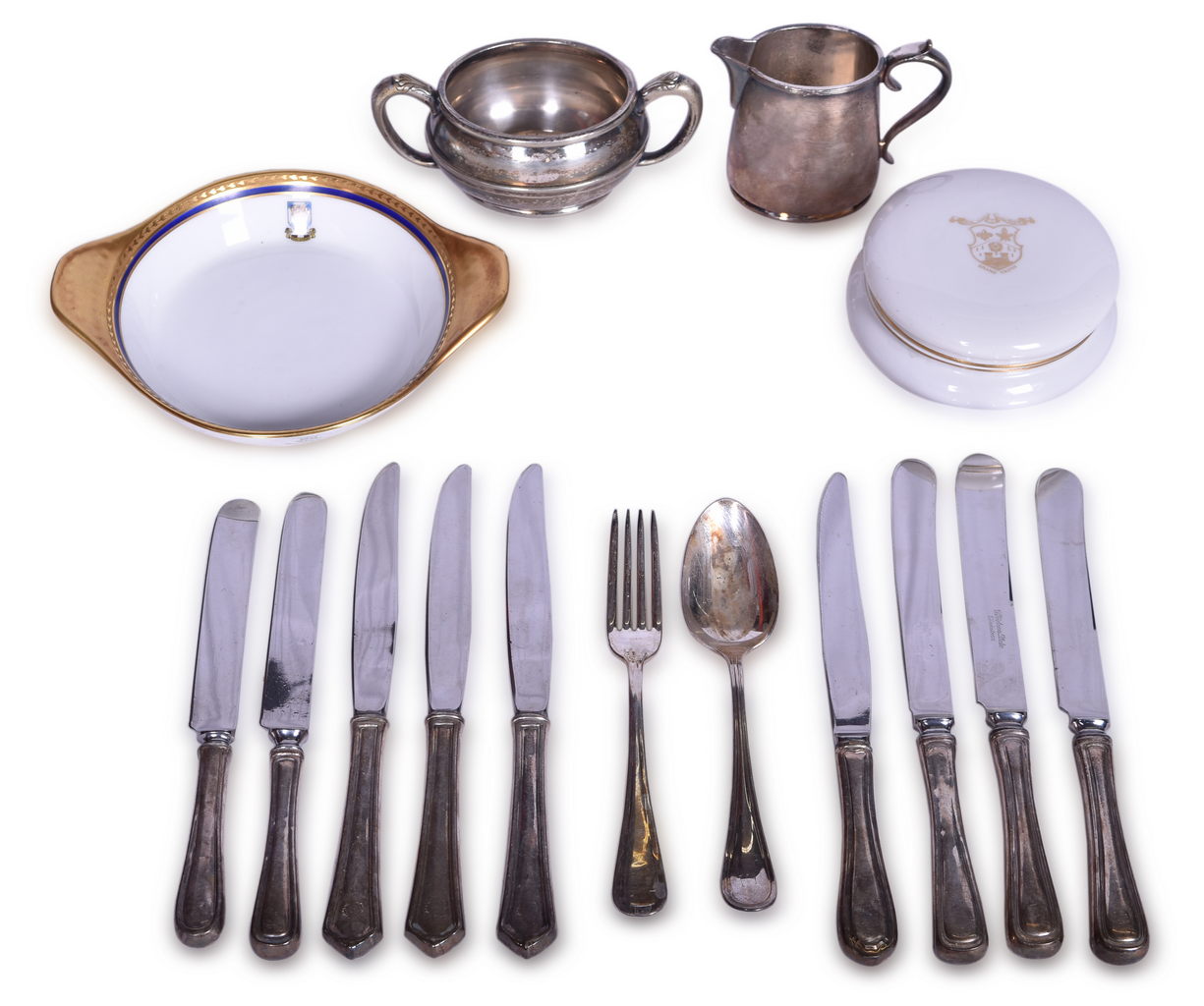 1441 - Sixteen Pieces of Canadian National Railway, Grand Trunk, and Chateau Laurier China and Silver Flatware thumbnail