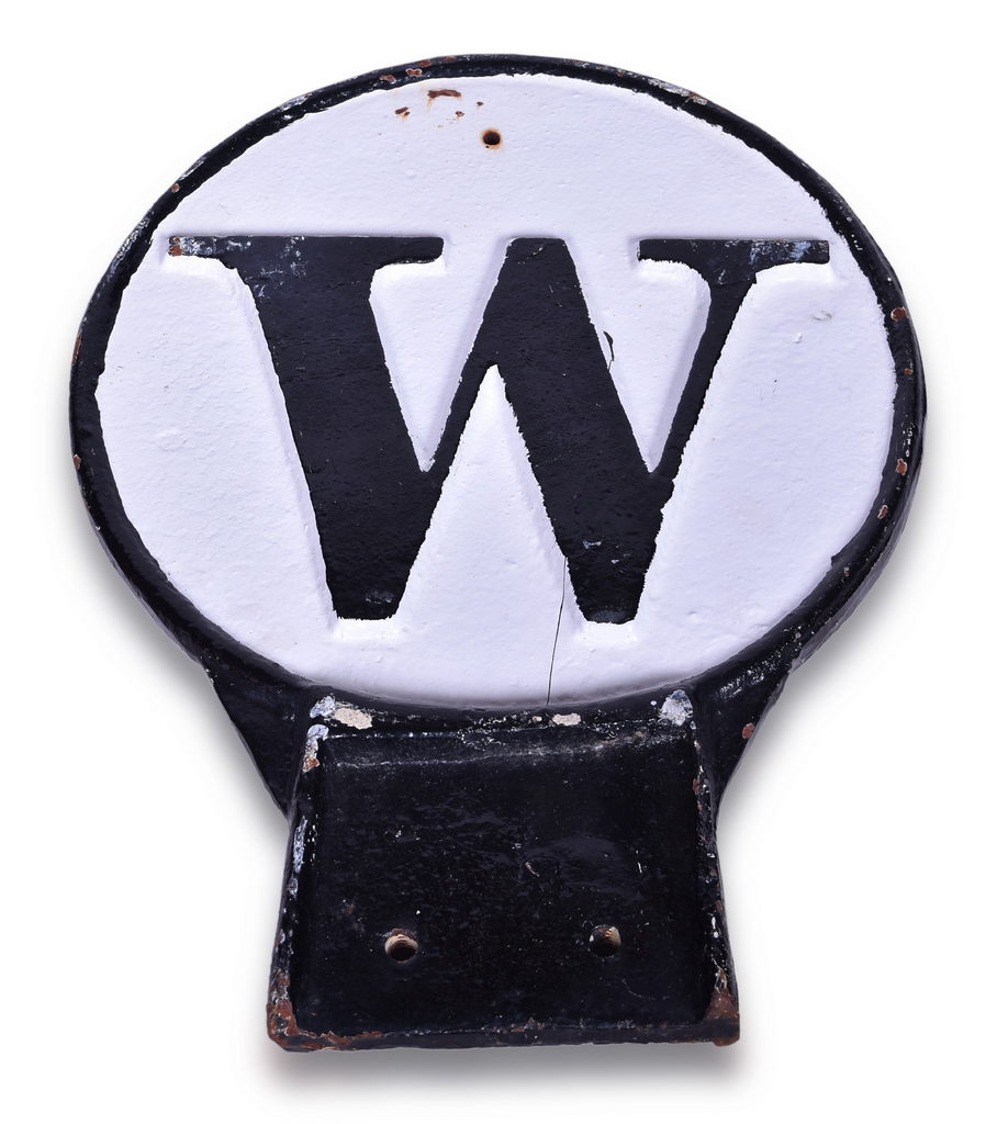 1458 - Delaware Lackawanna and Western Ring / Whistle Cast Iron Railroad Sign thumbnail