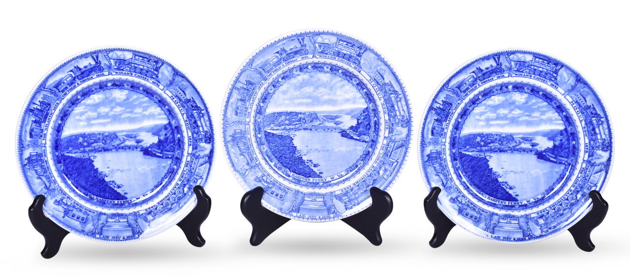 1459 - Three Baltimore & Ohio Railroad China Centenary Harper's Ferry Plates 9