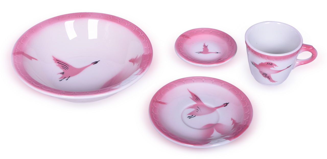 1463 - Chicago, Milwaukee, St. Paul & Pacific Railroad China Traveler Demitasse Set, Butter Pat, and Large Oatmeal Bowl thumbnail