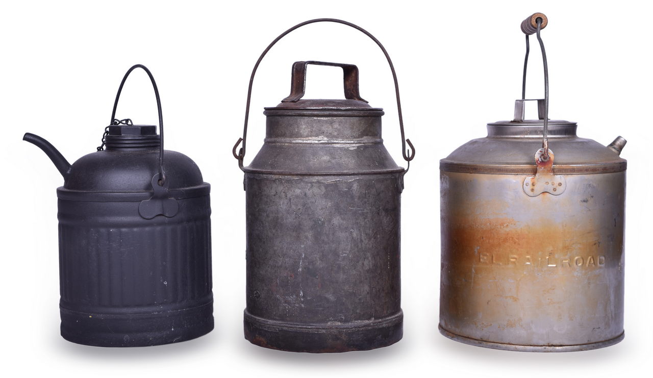 1464 - Three Railroad Water and Kerosene Canisters - Nickel Plate, New York Central, Erie Lackawanna thumbnail