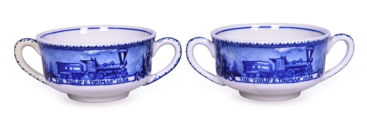 1471 - Pair of Baltimore and Ohio Railroad China Centenary Double Handled Cups thumbnail