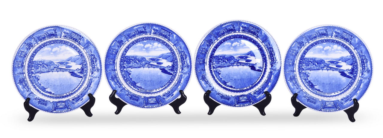 1475 - Four Baltimore & Ohio Railroad China Centenary Harper's Ferry Plates 10 1/2
