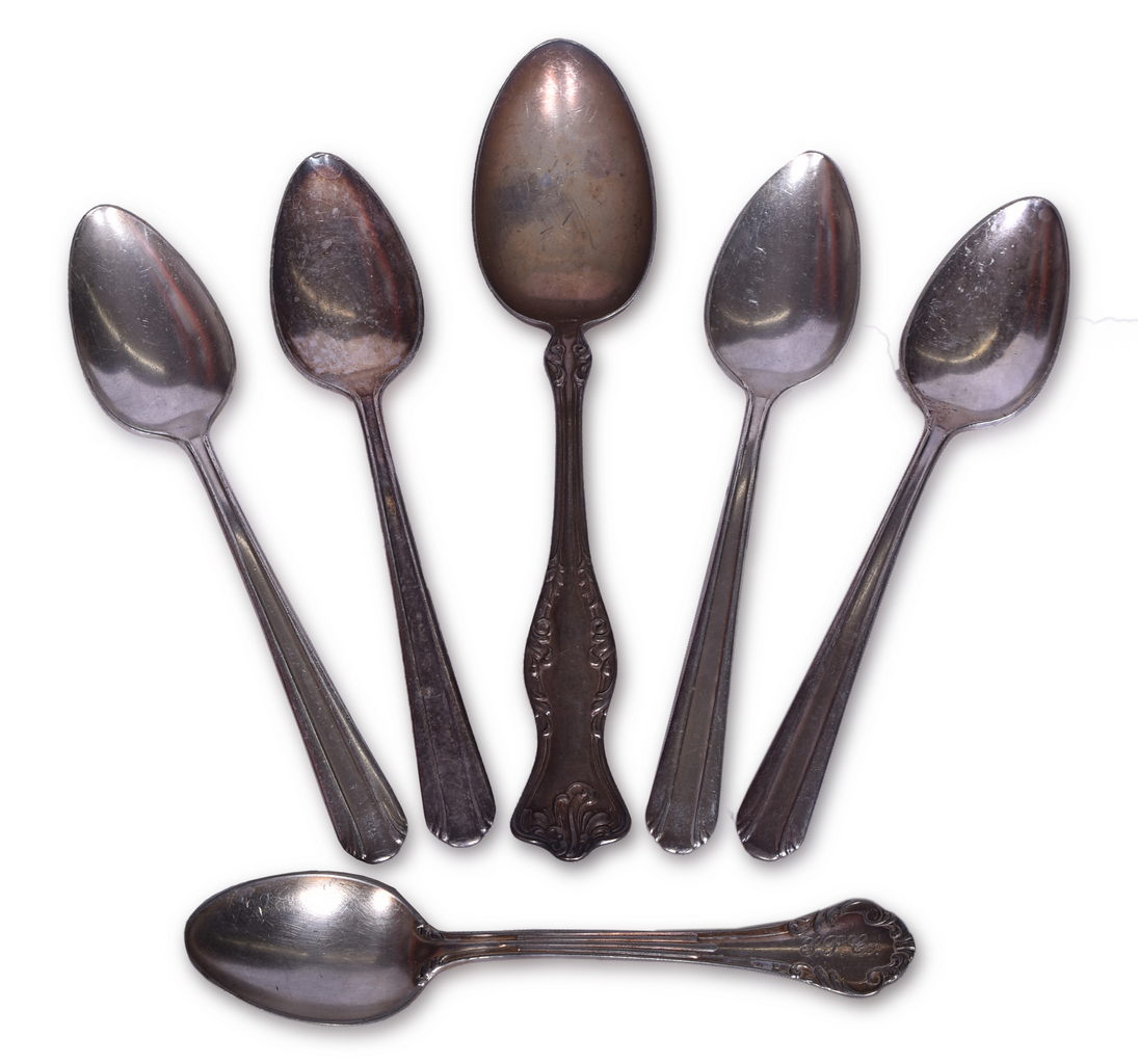 1477 - Six Southern Pacific Railroad Dining Car Flatware Spoons - American, Cecil, and Westfield Patterns thumbnail
