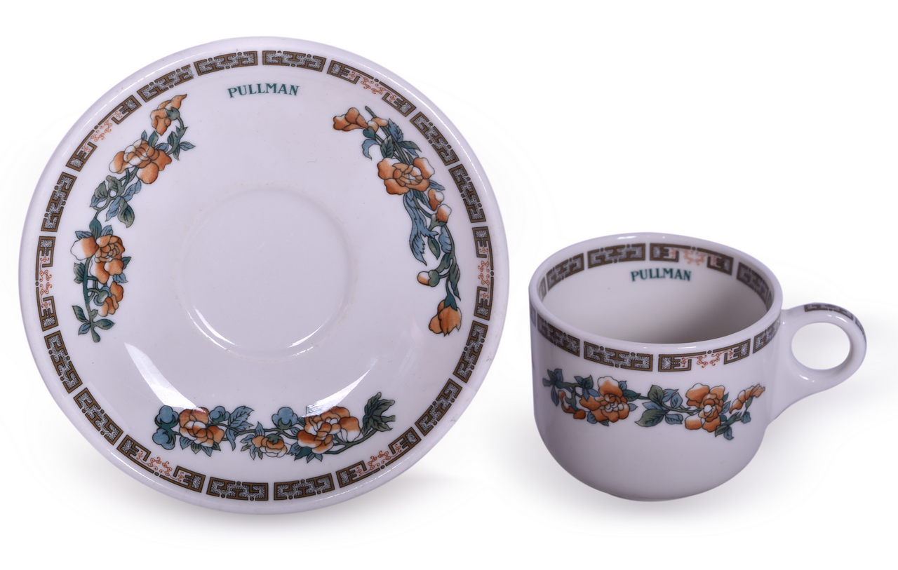 1483 - Pullman Railroad China Indian Tree Coffee Mug and Saucer Set thumbnail