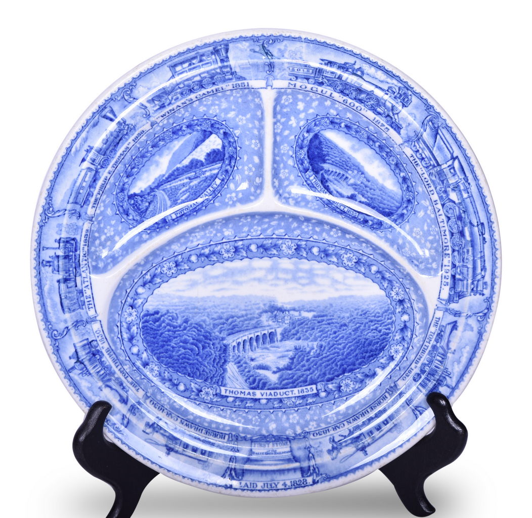 1493 - Scammell's Lamberton China Baltimore & Ohio Railroad Centenary Grill Plate thumbnail