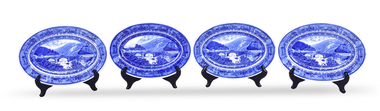 1495 - Four Baltimore & Ohio Railroad China Centenary Cumberland Narrows Oval Platters 11 1/2