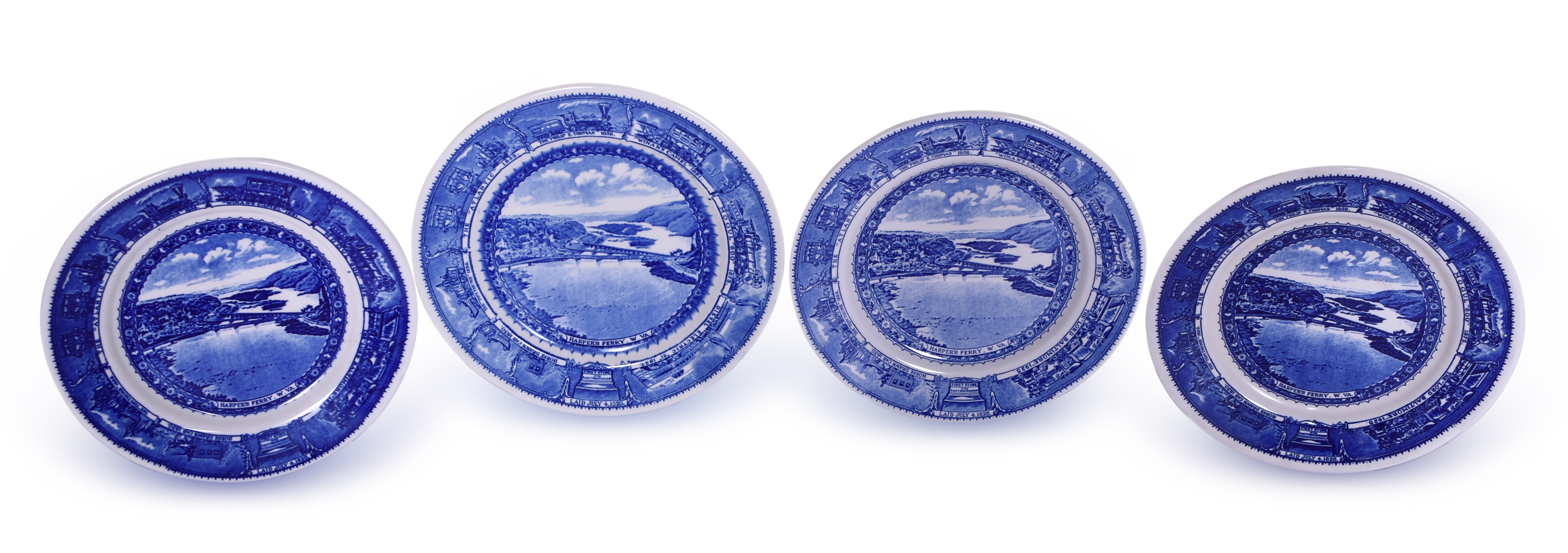 1531 - Four Baltimore & Ohio Railroad China Centenary Harper's Ferry Plates 10 1/2