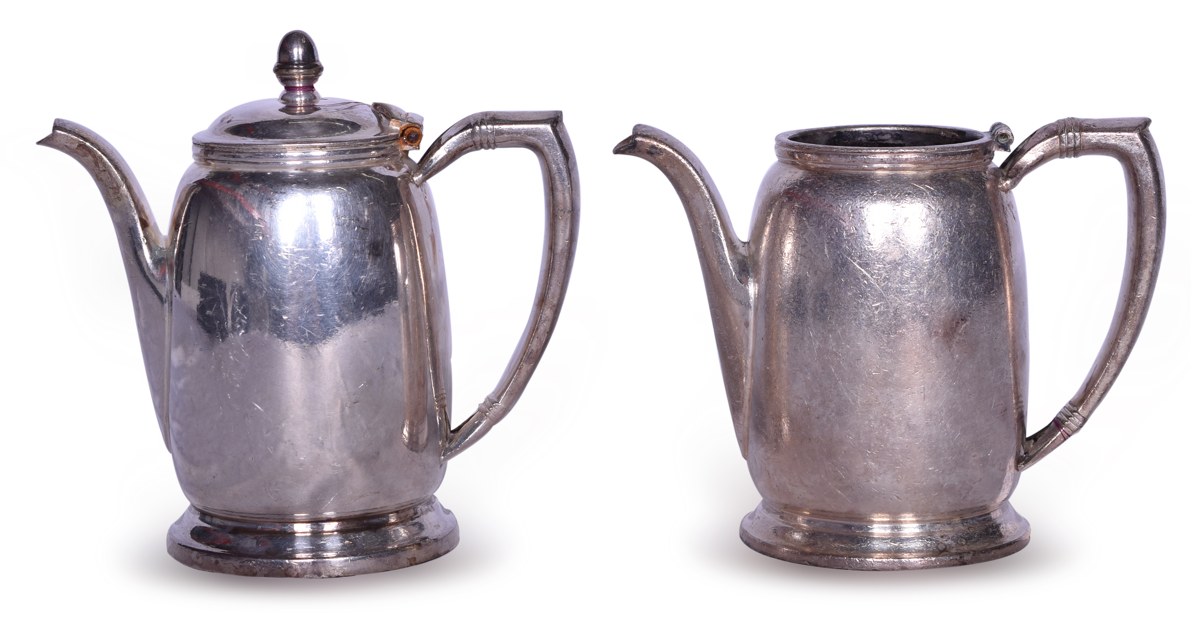 1533 - Pair of Silver Soldered Kansas City Southern Lines Railroad Coffee Pots thumbnail