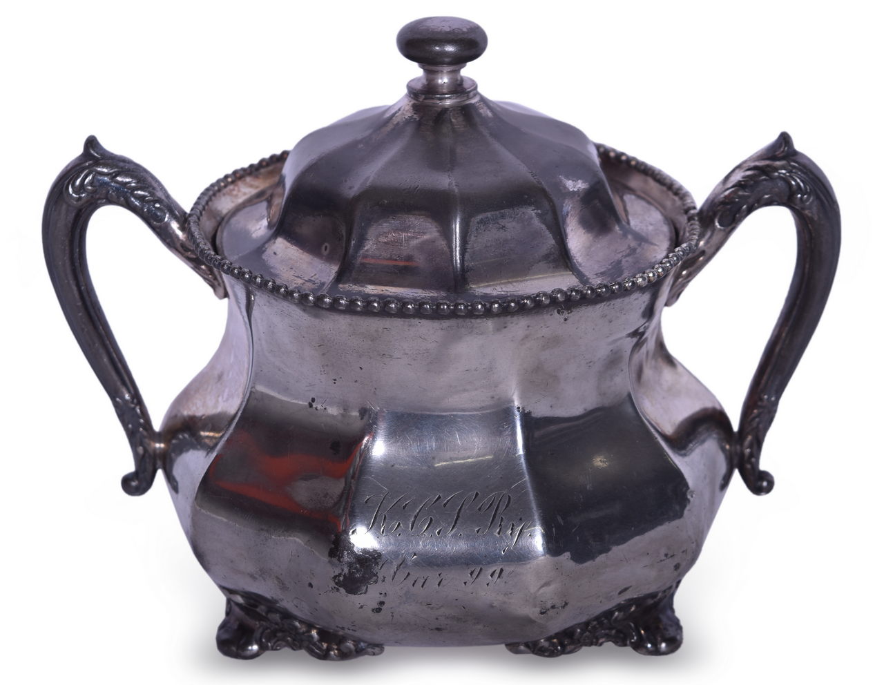 1565 - Reed & Barton Kansas City Southern Railway Car 99 Silver Footed Sugar Bowl w/ Lid thumbnail