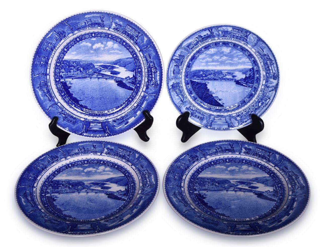 1571 - Four Baltimore & Ohio Railroad China Centenary Harper's Ferry Plates 10 1/2