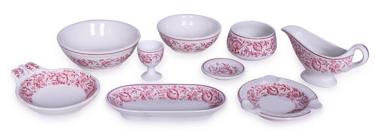 1575 - Nine Pieces of Kansas City Southern Railroad Roxbury China - Butter Pat, Egg Cup, Ice Cream Shell, Ash Tray, and More thumbnail