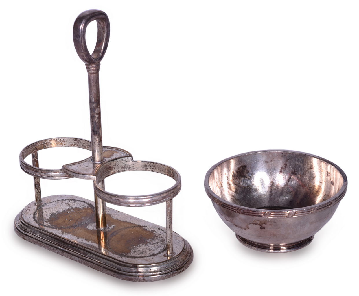 1581 - International Silver Co. Kansas City Southern Lines Railway Condiment Holder and Finger Bowl thumbnail