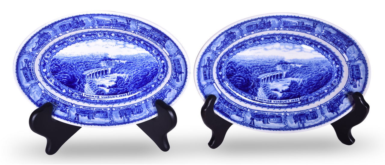 1583 - Two Baltimore and Ohio Railroad China Centenary Oval Platters 8 1/4