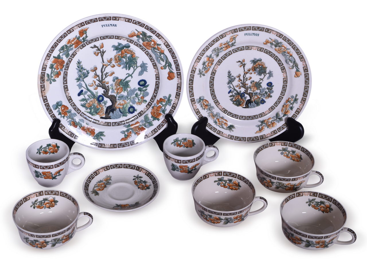 1589 - Nine Pieces of Pullman and Unmarked Indian Tree China - Plates, Tea Cups, and Saucer thumbnail