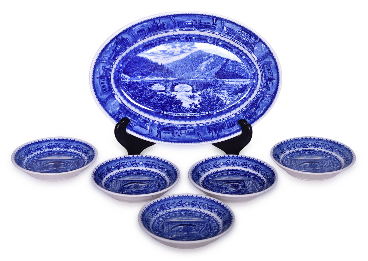 1595 - Baltimore and Ohio Railroad Centenary Fruit Bowls and Oval Platter thumbnail