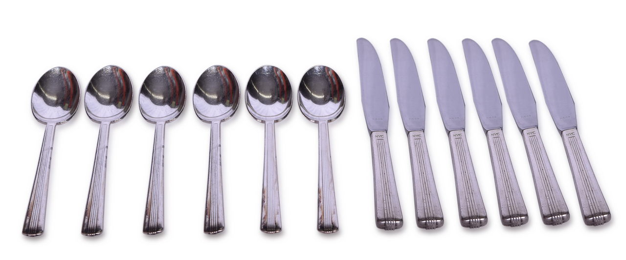 1599 - Twelve Pieces of New York Central Railroad Century Silver Flatware Spoons and Knives thumbnail