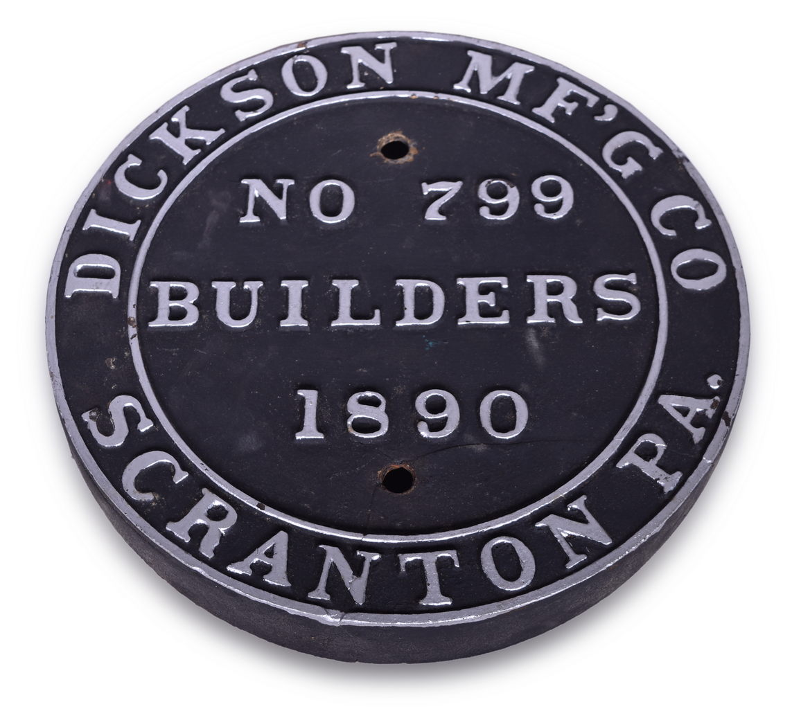 1600 - Dickson Manufacturing Company Locomotive Builders Plate - Serial #799 thumbnail