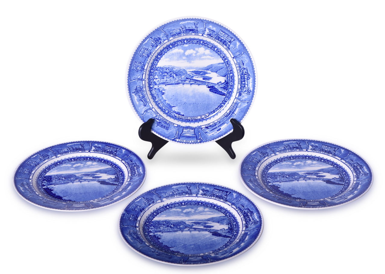 1603 - Four Baltimore & Ohio Railroad China Centenary Harper's Ferry Plates 10 1/2