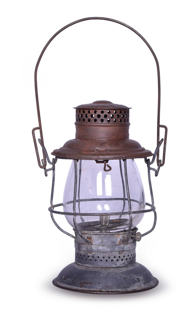 1617 - Adlake Reliable Kansas City Terminal Railway Bell Bottom Lantern w/ Clear Tall Globe thumbnail