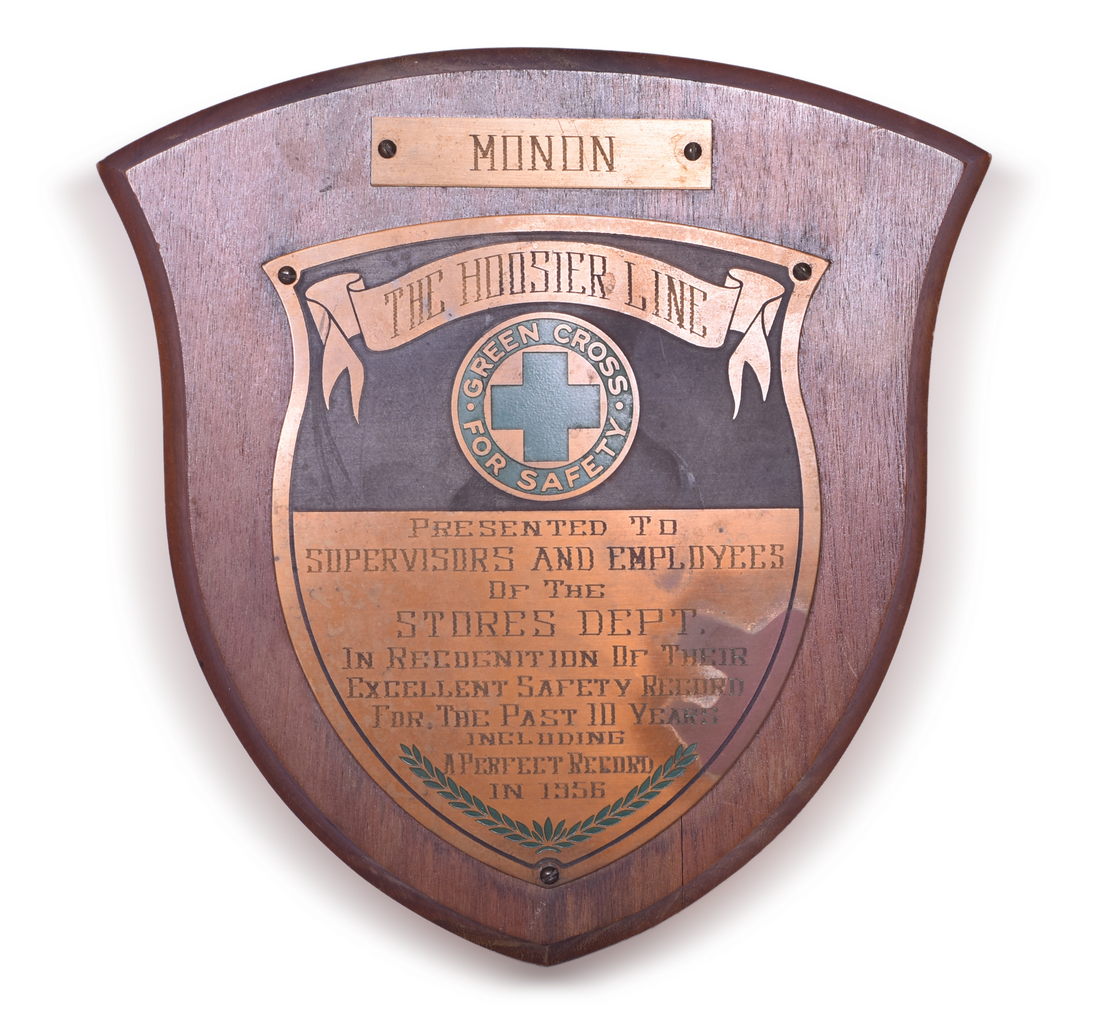 1623 - 1956 Monon Hoosier Line Green Cross Safety Award Plaque thumbnail