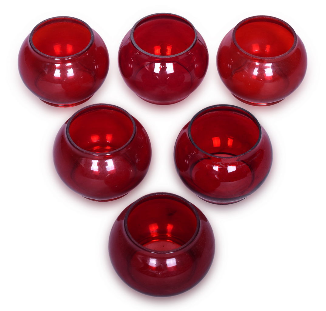 1637 - Six Red Lantern Short Globes - Kopp and Unmarked thumbnail