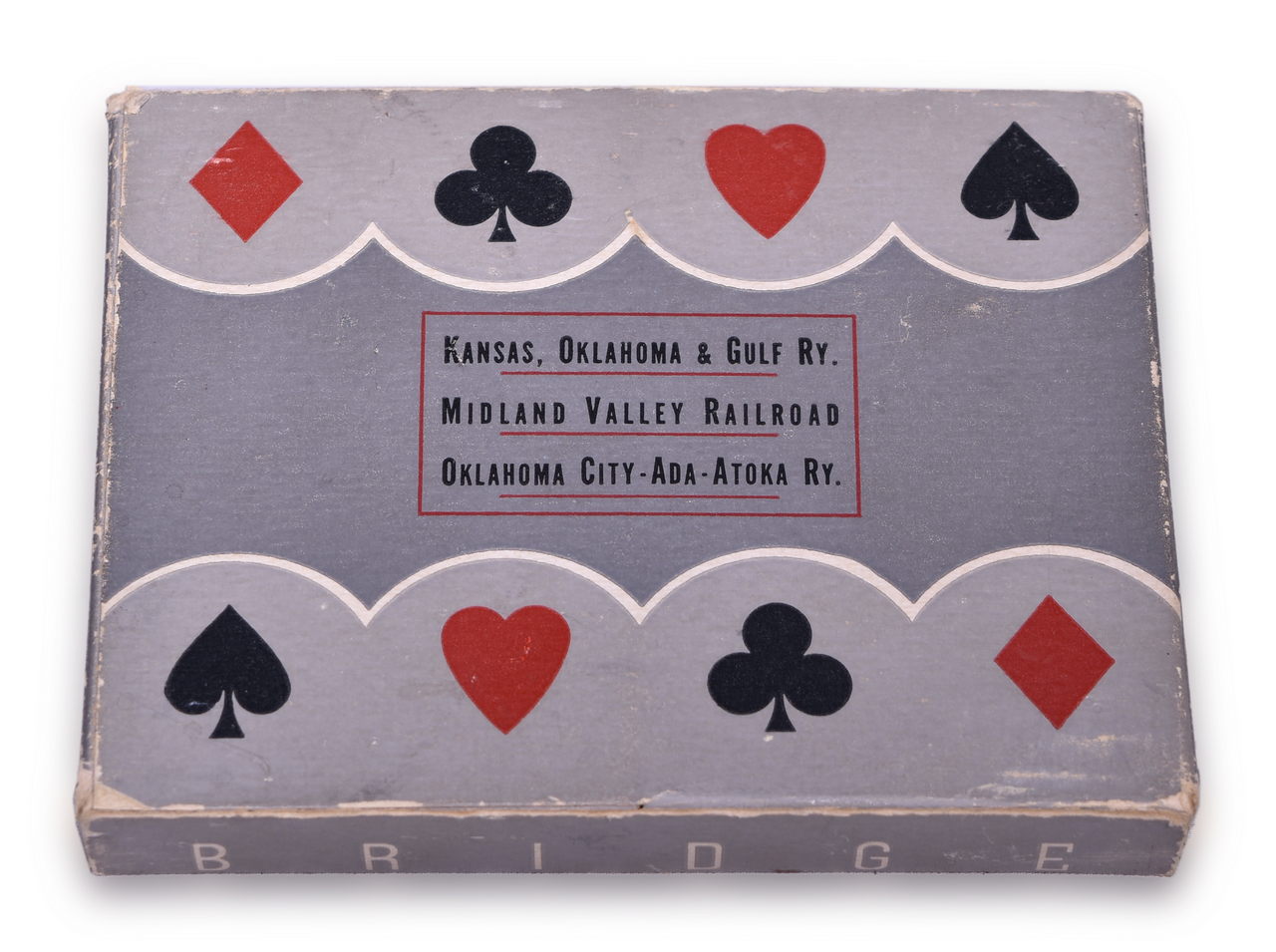 1649 - Kansas, Oklahoma & Gulf Railway Double Deck of Playing Cards - Engine 751 Red and Blue Border thumbnail