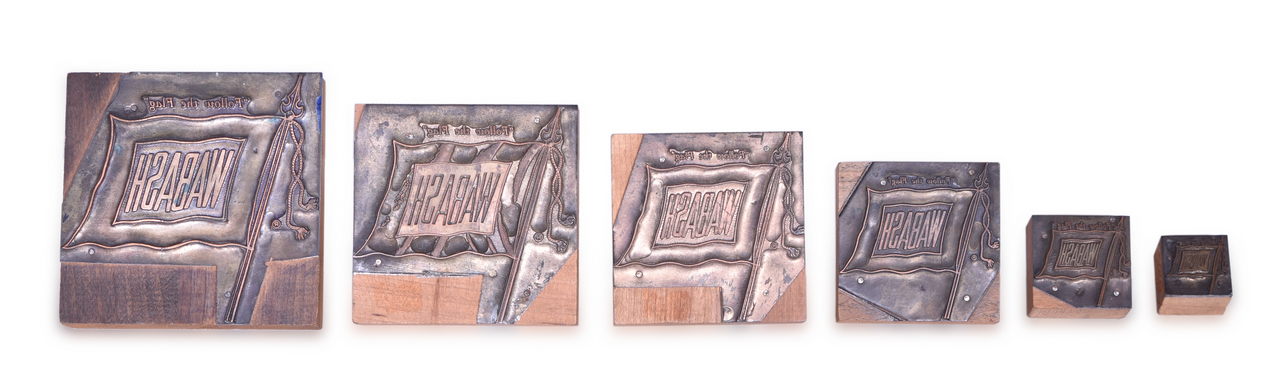 1656 - Set of Six Wabash Railroad Letterpress Printing Blocks thumbnail