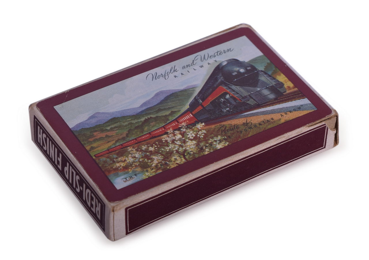 1665 - Norfolk & Western Railway Playing Card Deck - Route of The Pocahontas & Powhatan Arrow Red Border thumbnail