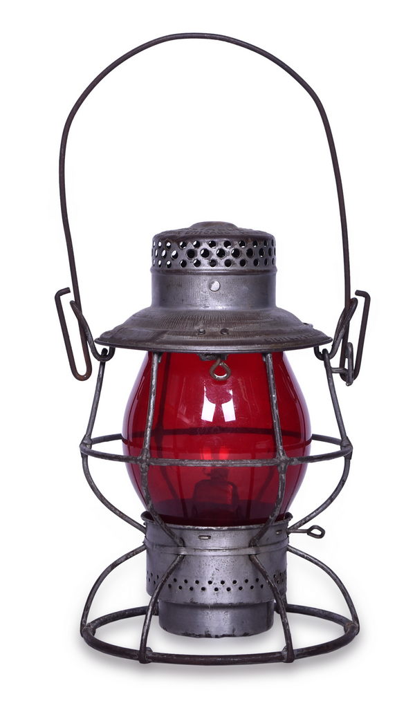 1670 - Adlake Reliable Wheeling and Lake Erie Railway Lantern with Illinois Central Embossed Red Tall Globe thumbnail