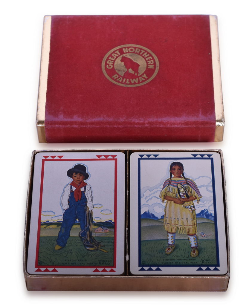 1685 - Great Northern Railway Double Deck of Playing Cards - First Stabber and Singing For Nothing Glacier National Park thumbnail
