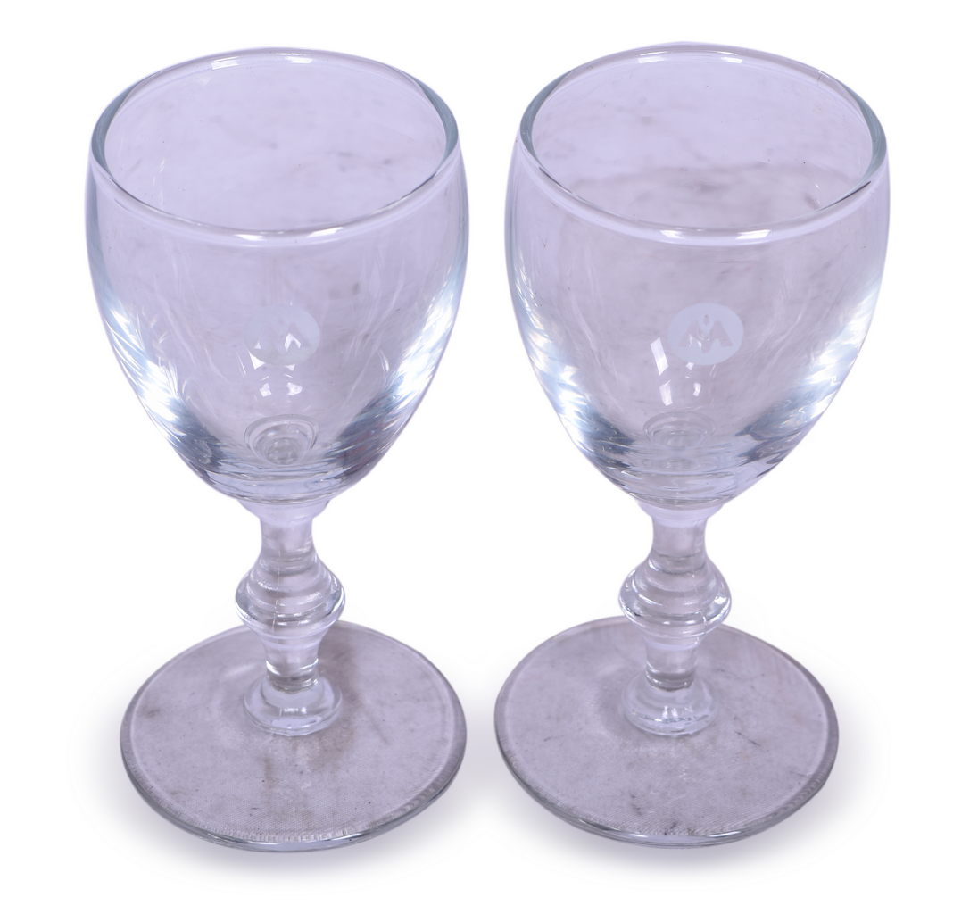 1686 - Pair of Monon Railroad Stemmed Cordial Drinking Glasses thumbnail