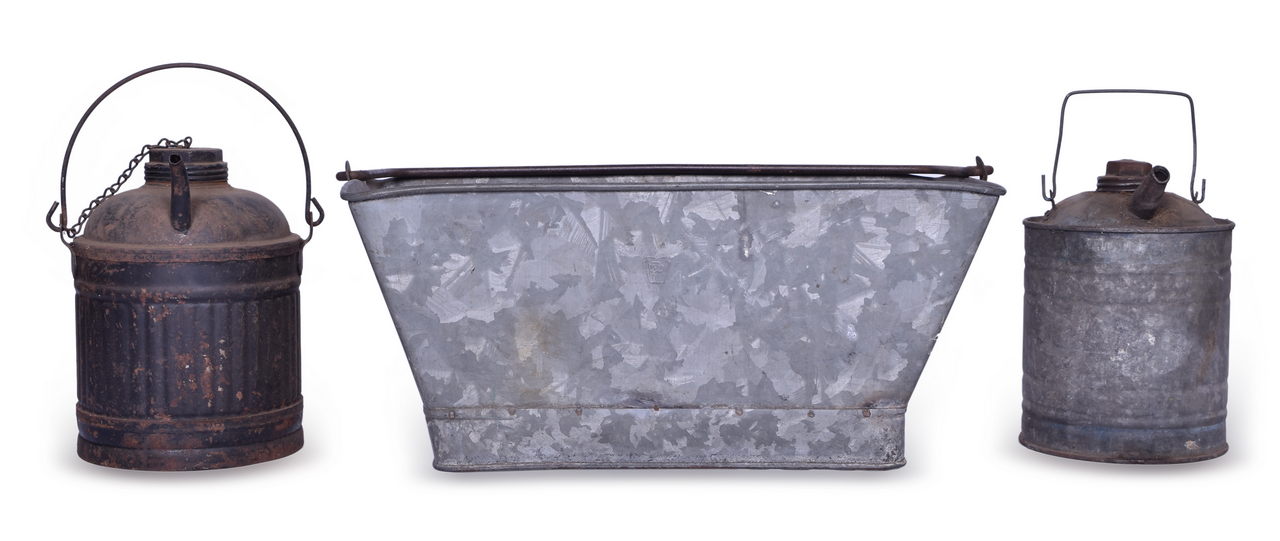 2006 - Pennsylvania Railroad Marked Journal Packing Bucket and Two Kerosene Cans thumbnail