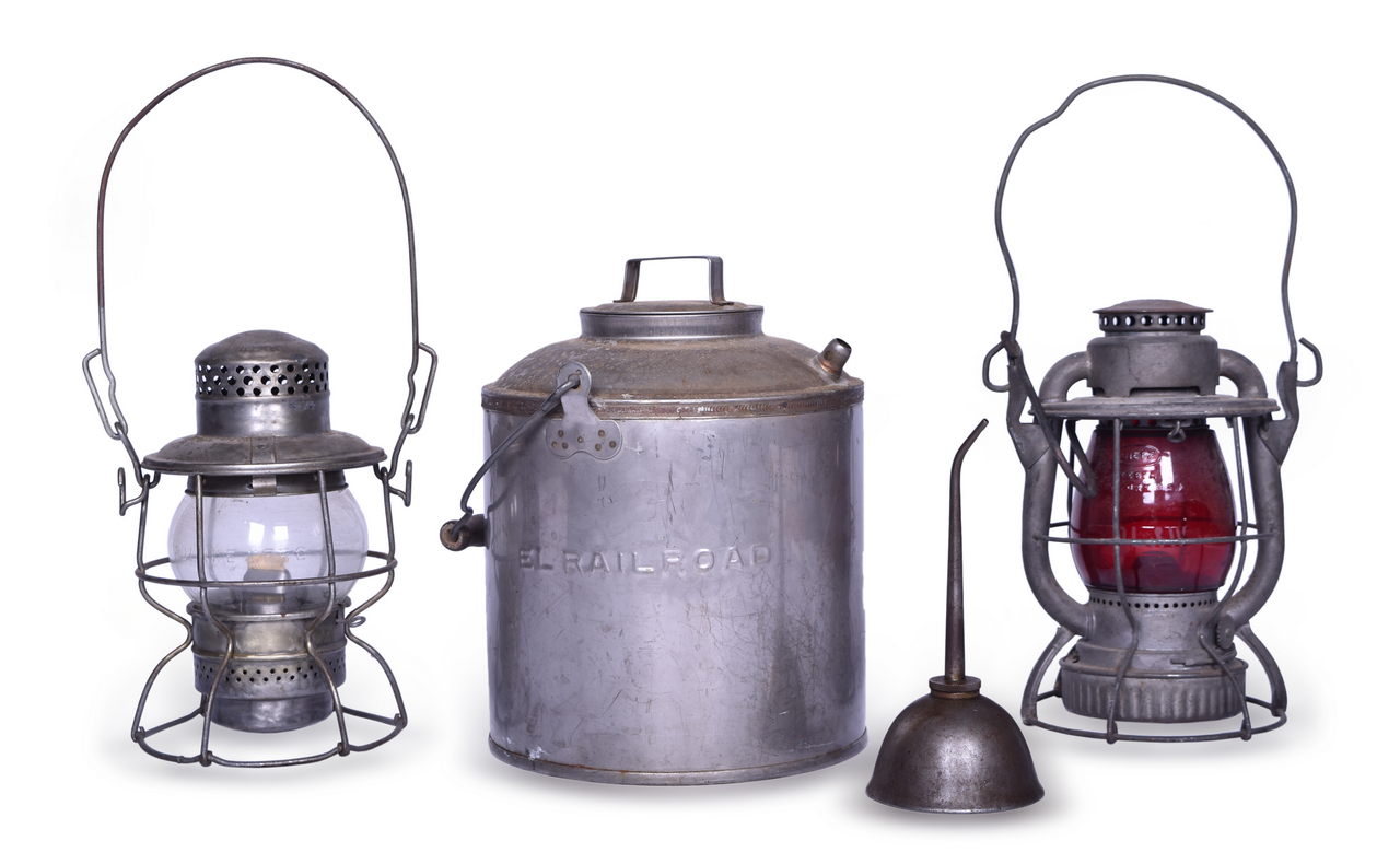 2011 - Lackawanna Railroad Adlake Kero Lantern, Dietz Vesta Lantern, Oil Canister, and Oil Can thumbnail