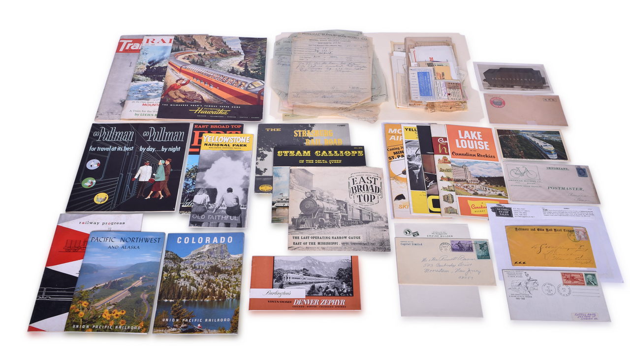 2019 - Over Seventy Assorted Railroad Paper and Items- Rio Grande, Burlington Route, Milwaukee Road, Pullman, and More thumbnail