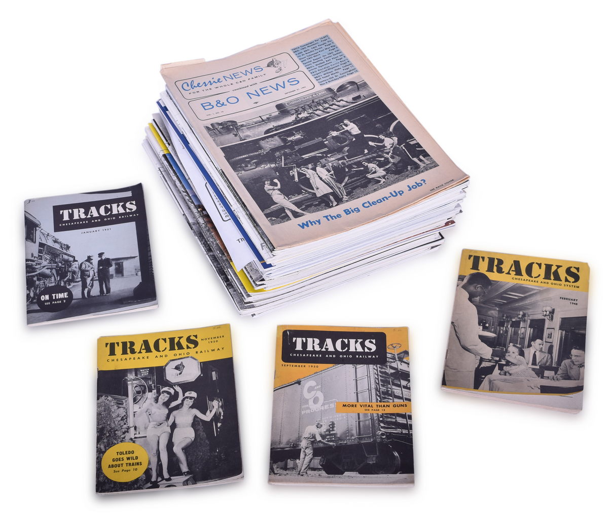 2031 - Seventy-Two Chesapeake & Ohio Railroad Magazines - Tracks, Historical Magazine, and Chessie Employee News thumbnail