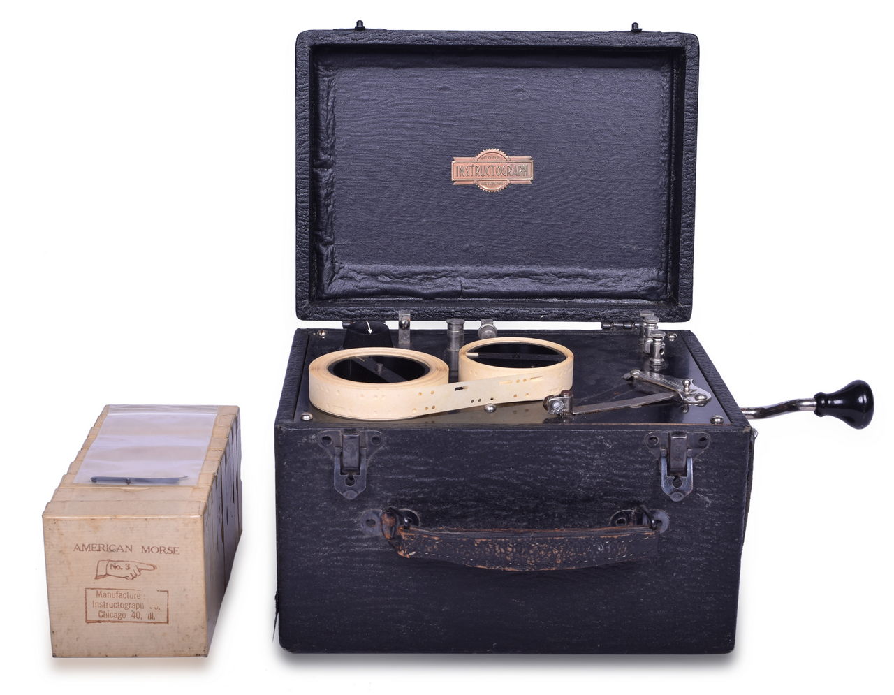 2104 - Instructograph Morse Code / Telegraph Instruction Machine w/ Additional Training Reels thumbnail