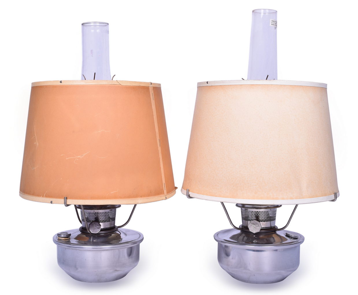 2128 - Pair of Aladdin Oil Caboose Lamps w/ Shades thumbnail