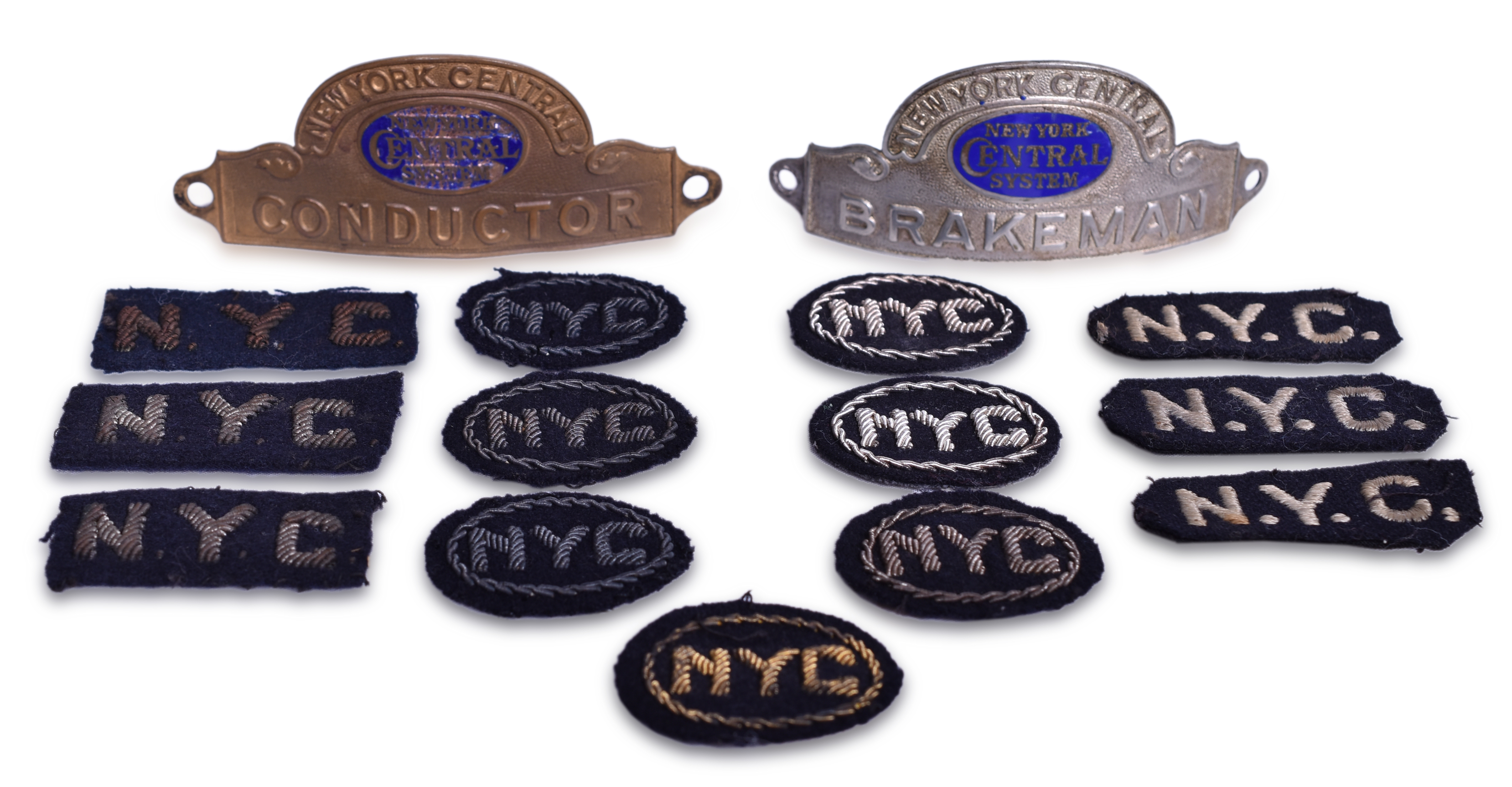 2161 - New York Central Railroad Brakeman and Conductor Cap Badges and Lapel Uniform Patches thumbnail