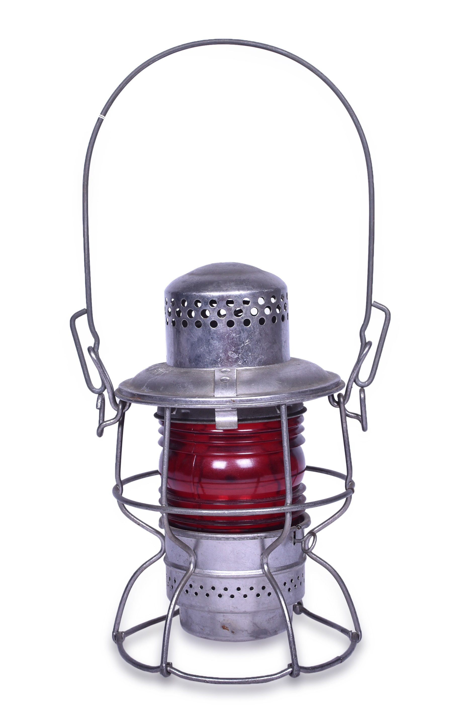 2170 - Unfired Louisville and Nashville Railroad Lantern w/ Red Fresnel Globe thumbnail