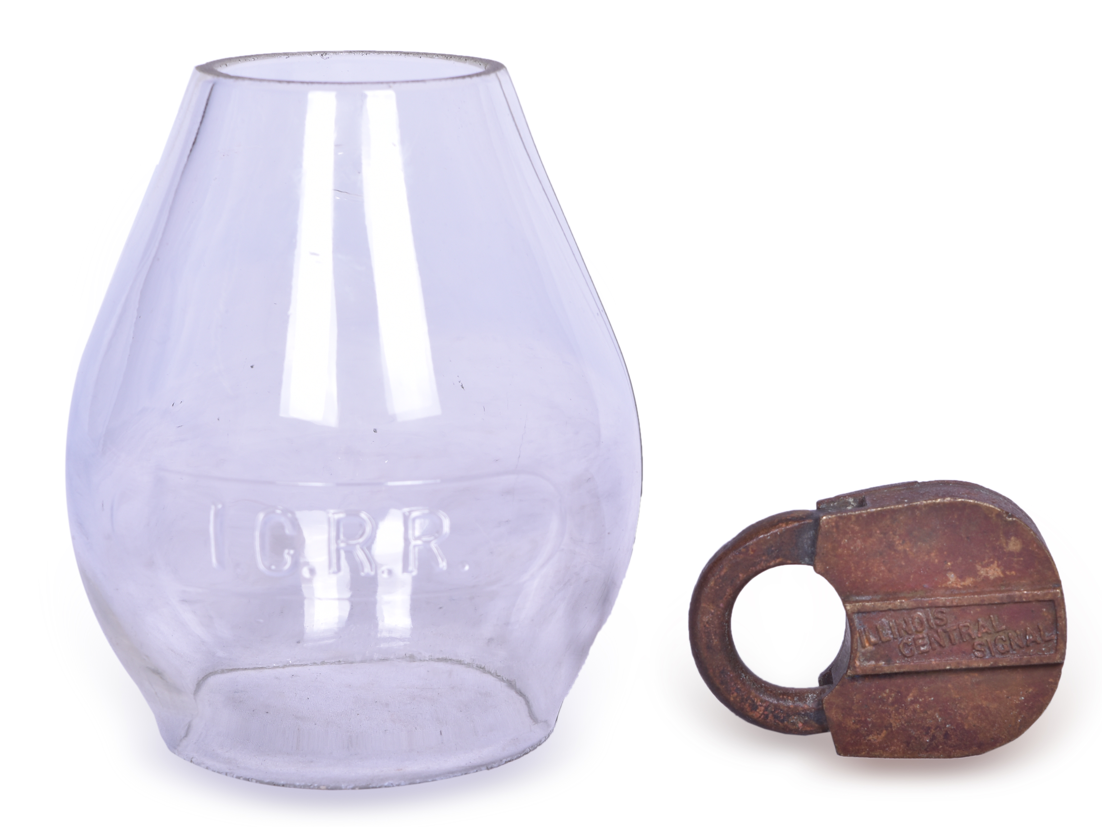 2180 - Illinois Central Railroad Clear Cast Globe and Brass Signal Department Lock thumbnail