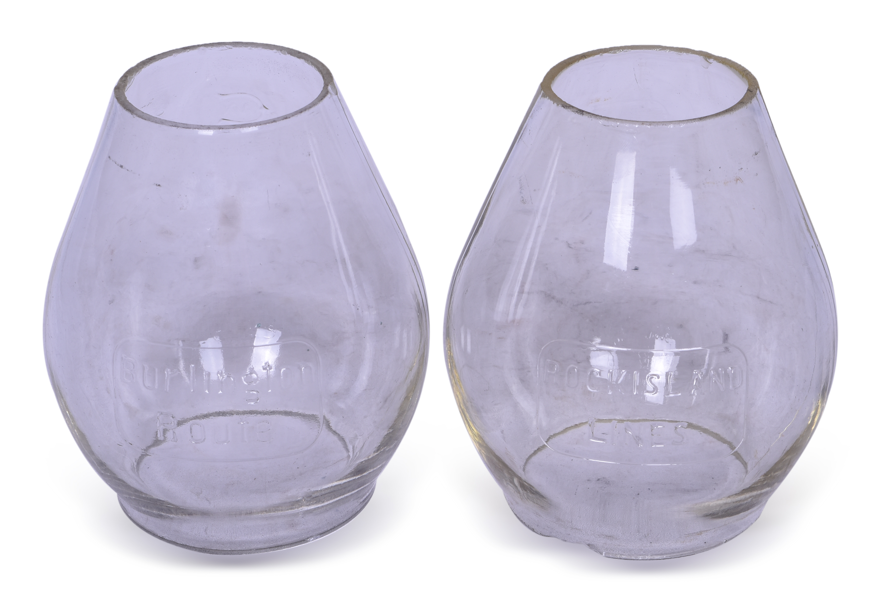 2184 - Burlington and Rock Island Clear Cast Tall Lantern Globes thumbnail