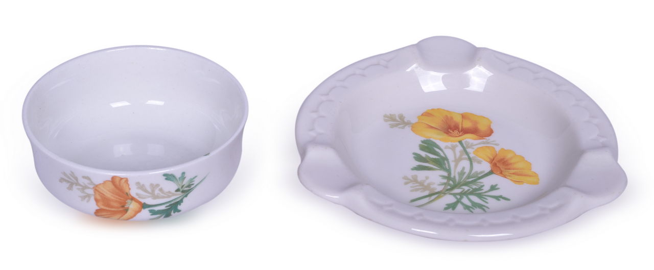 2203 - Atchison, Topeka, & Santa Fe Railroad China California Poppy Ashtray and Bowl thumbnail