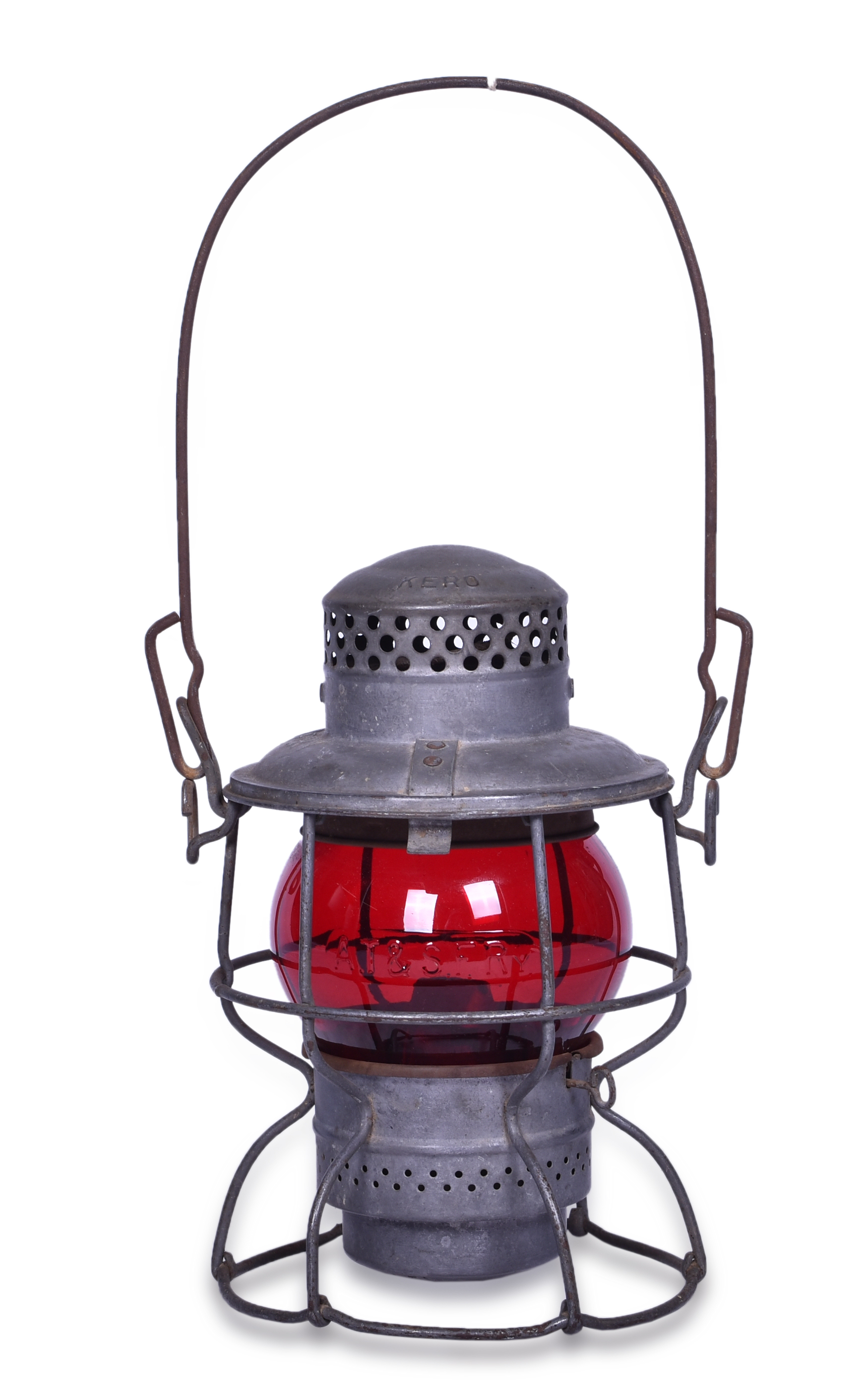 2206 - Atchison, Topeka and Santa Fe Railway Adlake Kero w. Cast Red Globe thumbnail