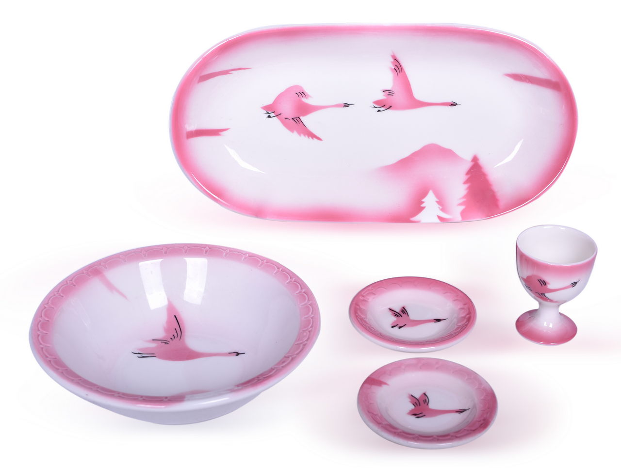 2209 - Chicago, Milwaukee, St. Paul & Pacific Railroad China Traveler Egg Cup, Butter Pats, Oval Celery Dish, and Bowl thumbnail