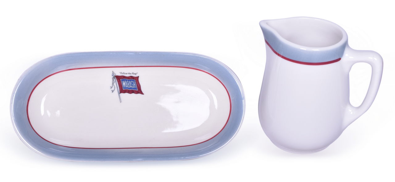 2211 - Wabash Railroad China Banner Oval Celery Dish and Handled Creamer thumbnail