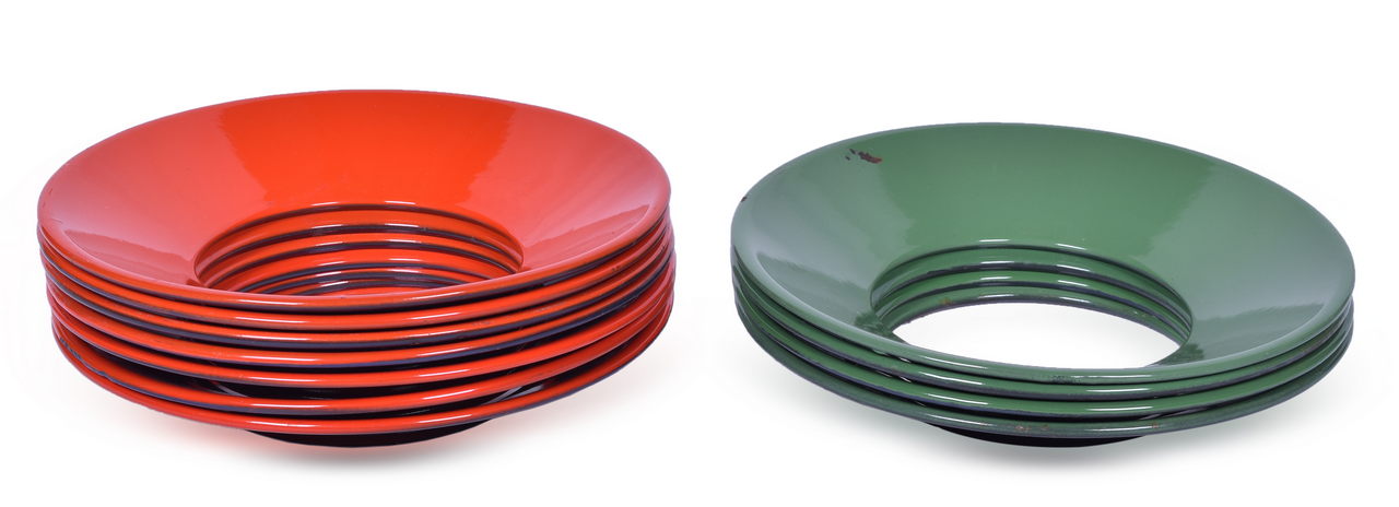 2214 - Eleven Green and Red Railroad Porcelain Switch Lamp Day Targets thumbnail