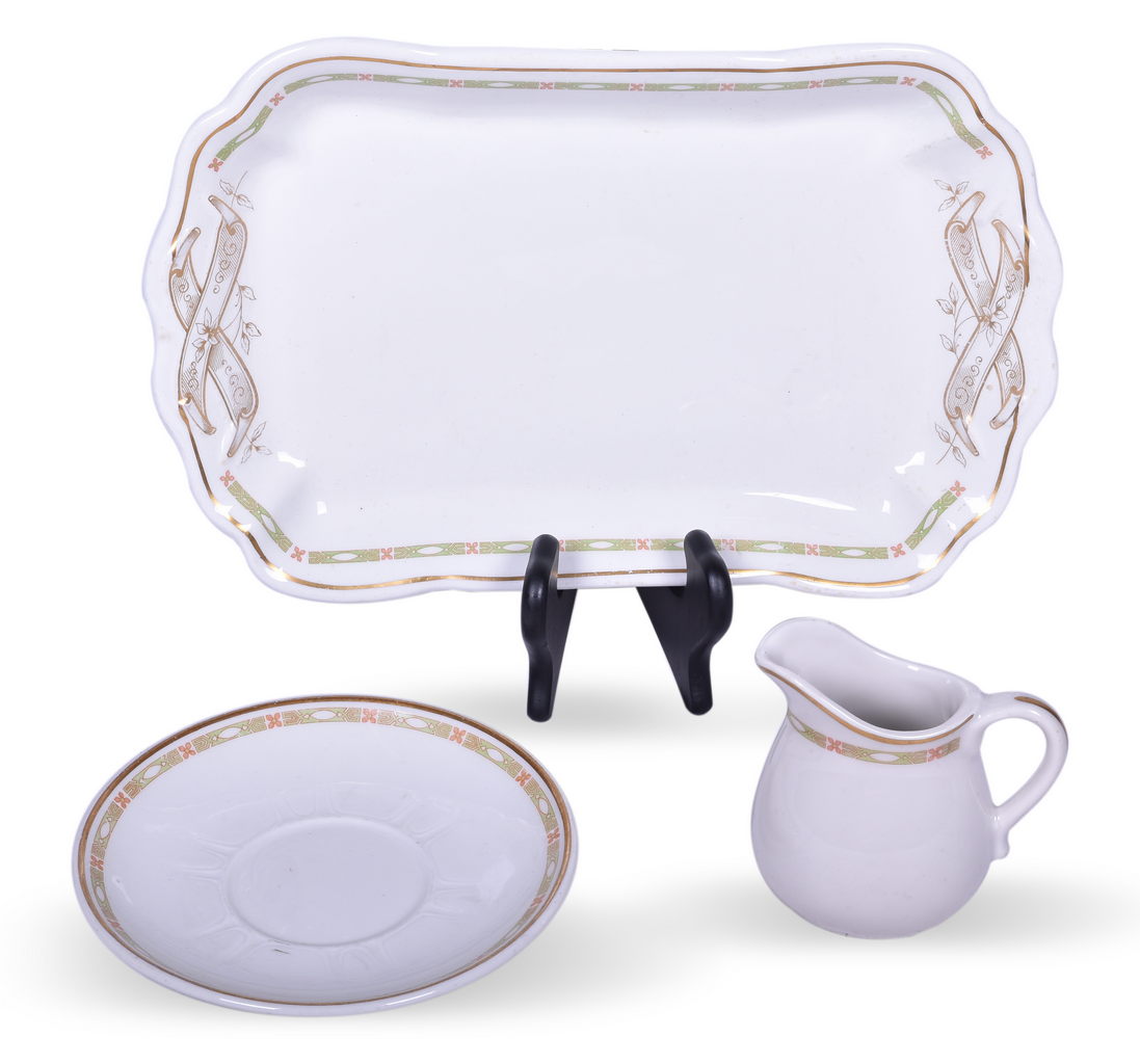 2217 - New York Central Railroad China Vanderbilt Rectangular Platter, Saucer, and Handled Creamer thumbnail