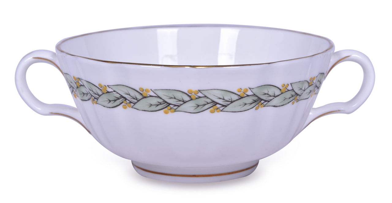 2219 - Illinois Central Railroad China Land O' Corn Double Handled Bouillon Cup or Soup Bowl thumbnail