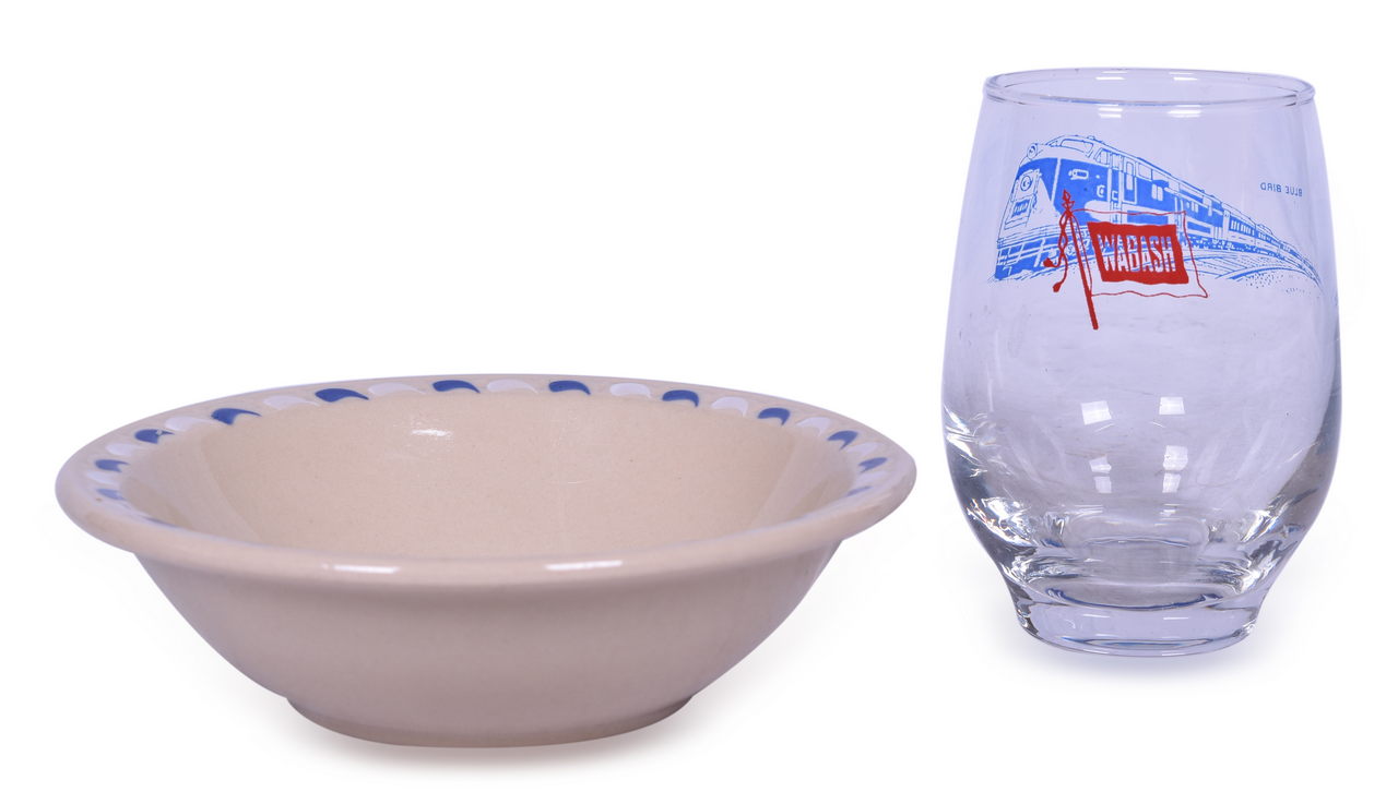 2229 - Wabash Railroad China Monroe Bowl and Blue Bird Diesel Drinking Glass thumbnail